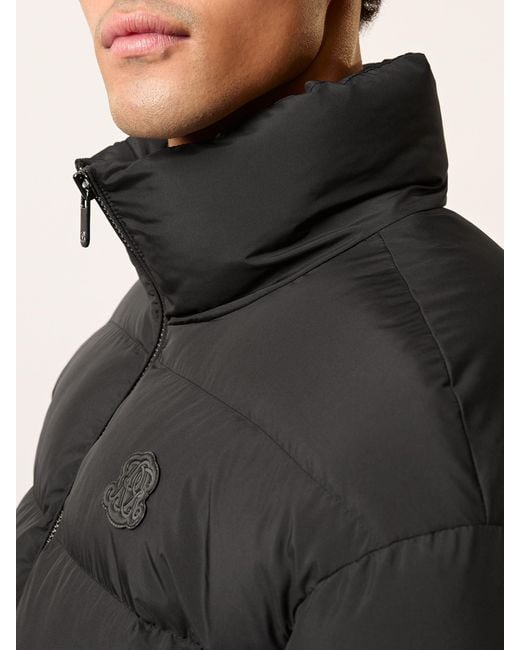Reiss Black Monogram Quilted Relaxed Puffer Jacket for men