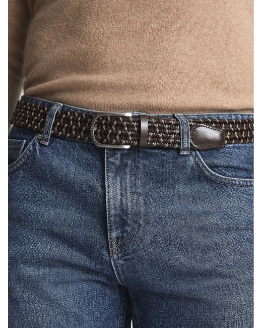Reiss Elmont - Mid Brown Elmont Woven Belt for men