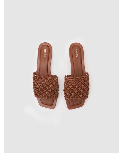 Reiss Gray Woven Flat Slip-On Sandals