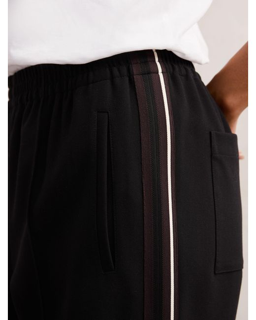 Reiss Black Side-Stripe Tapered Trousers