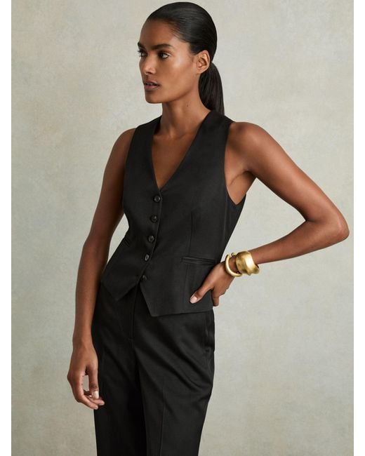 Reiss Black Millie Waistcoat Woven