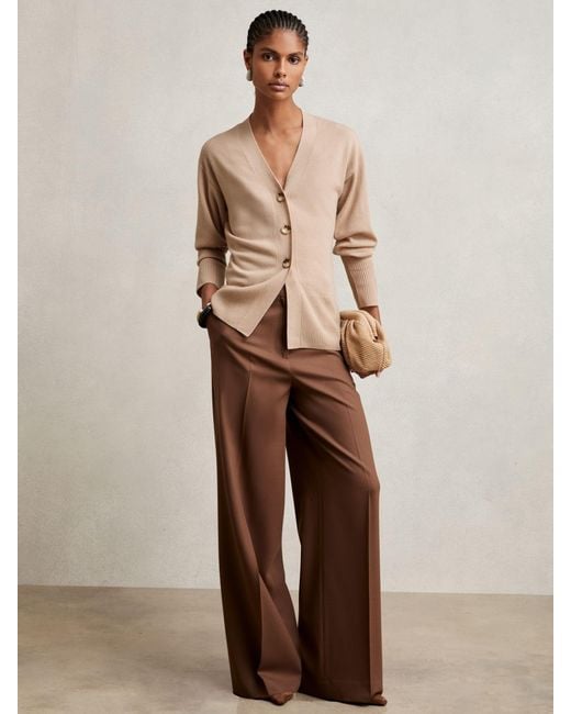 Reiss Natural Wool-Blend Fitted Cardigan With Cashmere