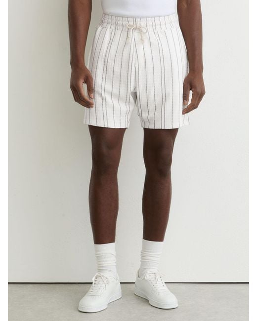 Reiss White Textured Stripe Drawstring Shorts for men