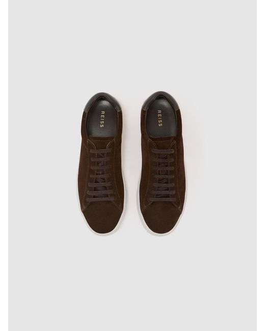 Reiss Brown Finley Leather Low-Top Trainers for men