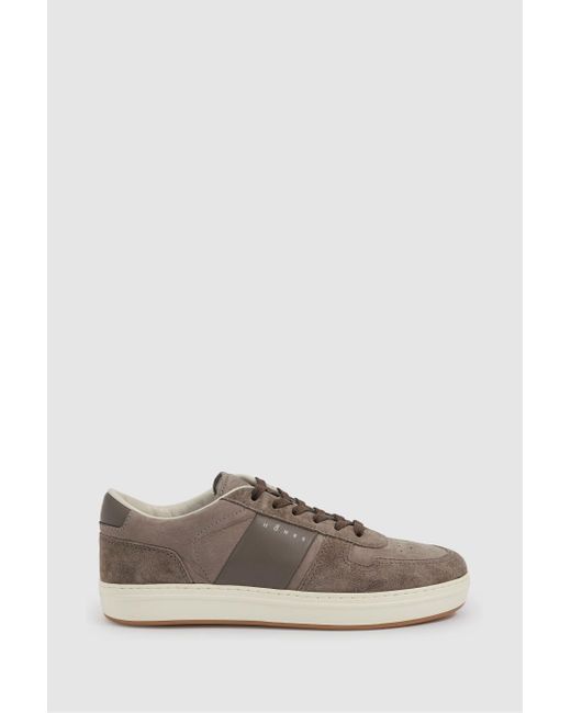 Hogan Brown Leather And Suede Lace-Up Trainers for men