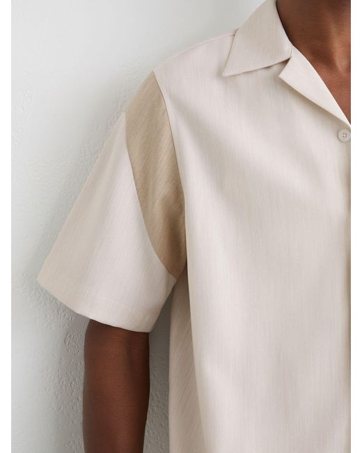 Reiss Natural Fortuna - Oatmeal Sleeve-insert Cuban-collar Shirt, M for men