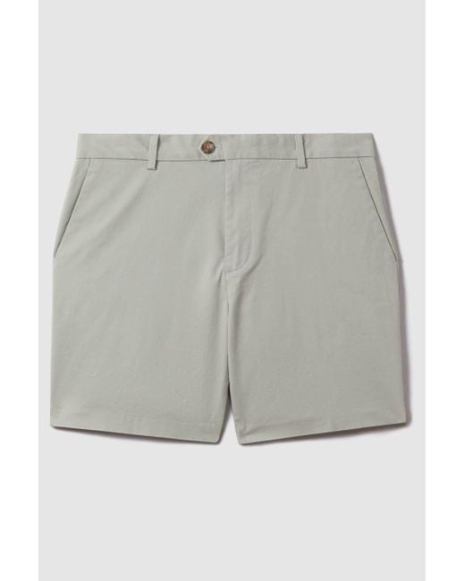 Reiss Gray S - Soft Sage Wicket S Modern Fit Cotton Blend Chino Shorts, Uk 38 S for men