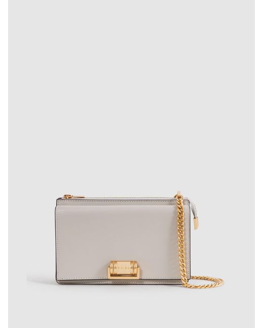 Reiss Natural Leather Chain Crossbody Bag