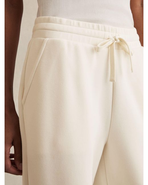 Reiss Natural Gaia - Ivory Cotton Blend Wide Leg Joggers, S