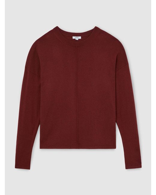 Reiss Red Wool-Blend Reverse-Seam Jumper With Cashmere