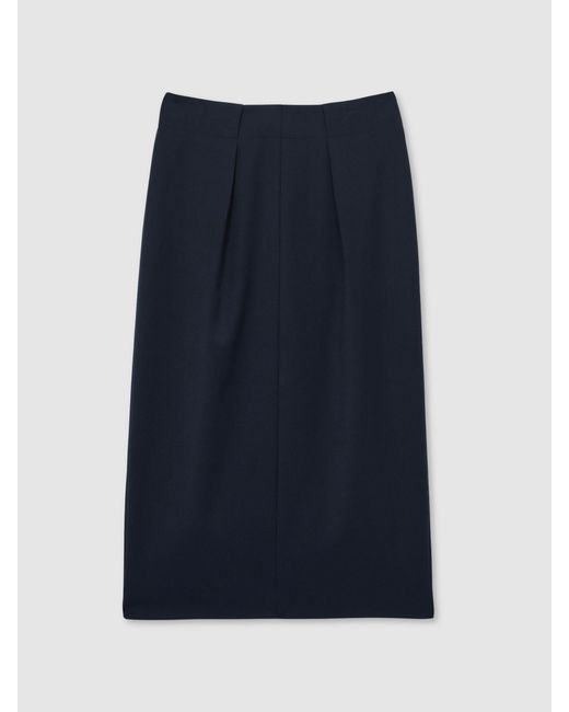 Reiss Blue Gabi - Navy Tailored Midi Suit Skirt, Us 12