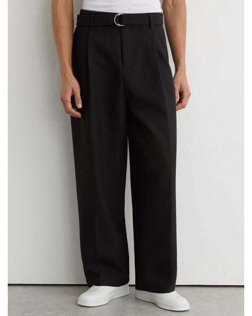 Reiss Natural Monogram Relaxed-Fit Belted Trousers for men