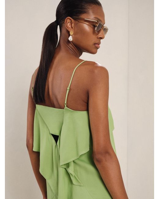 Reiss Green Ruffled Midi Dress