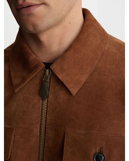 Reiss Multicolor Suede Four-Pocket Zip-Through Jacket for men