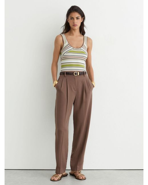 Reiss Natural Striped Rib-Knit Vest