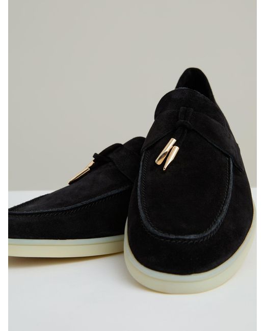 Reiss Price - Black Suede Slip On Tassel Loafers, Us 9 (uk 8) for men