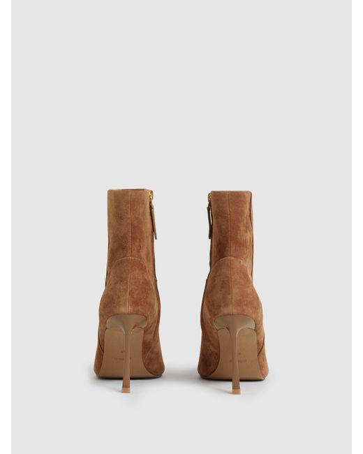 Reiss Brown Suede High Heeled Ankle Boots