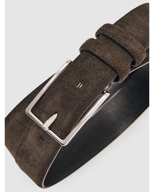 Reiss Brown Dante - Chocolate Suede Belt, 34 for men