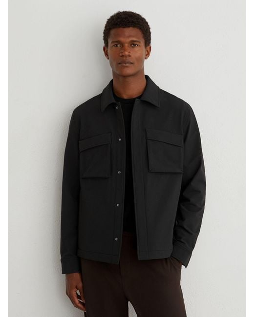 Reiss Divide - Black Technical Twin-pocket Overshirt, Xl for men