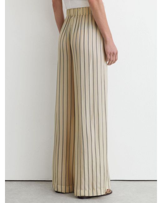 Reiss Natural Neutral & Lyocell Striped Wide-Leg Trousers