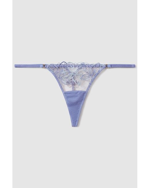 Bluebella White Sheer Embroidered Thong