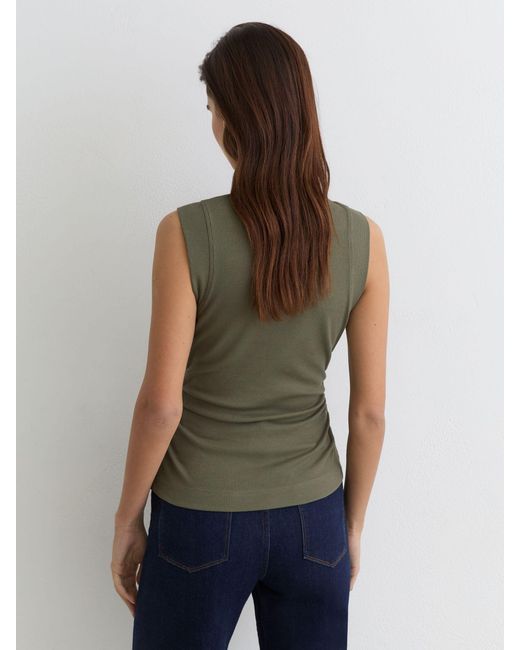 Reiss Green Stretch-Cotton High-Neck Vest