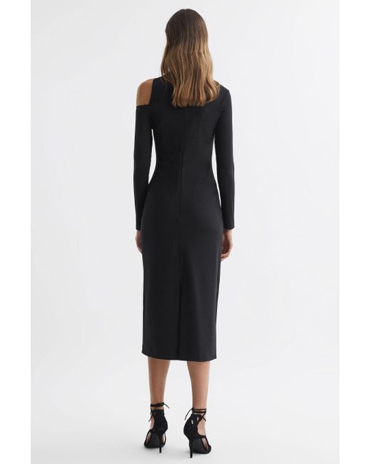 Reiss Tiffany - Black Bodycon Off-the-shoulder Midi Dress