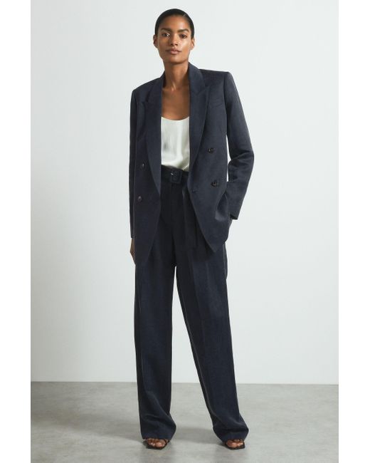 ATELIER White Cupro Belted Suit Trousers