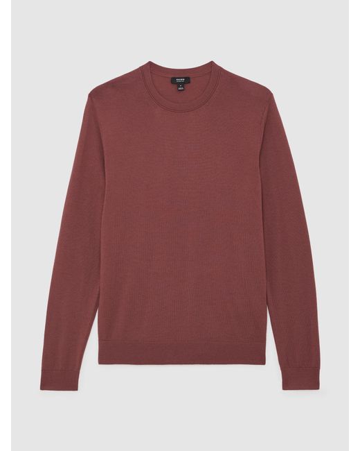 Reiss Red Merino Wool Crew-Neck Jumper for men