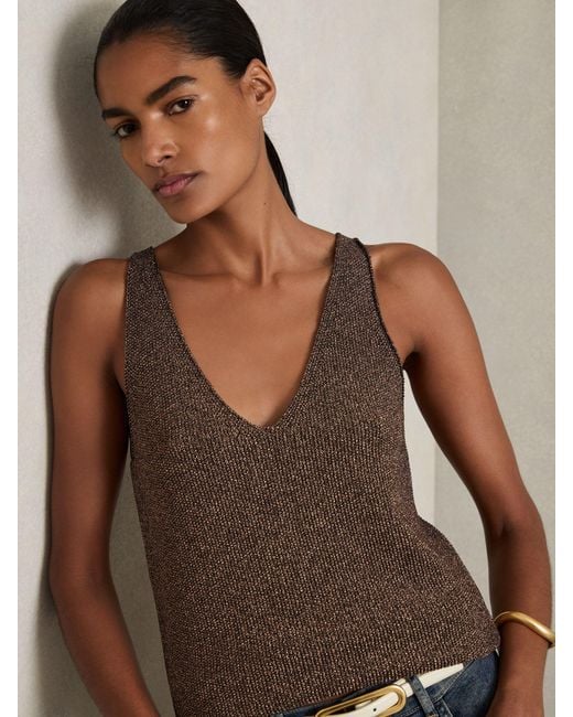 Reiss Brown Mika Vest Metallic