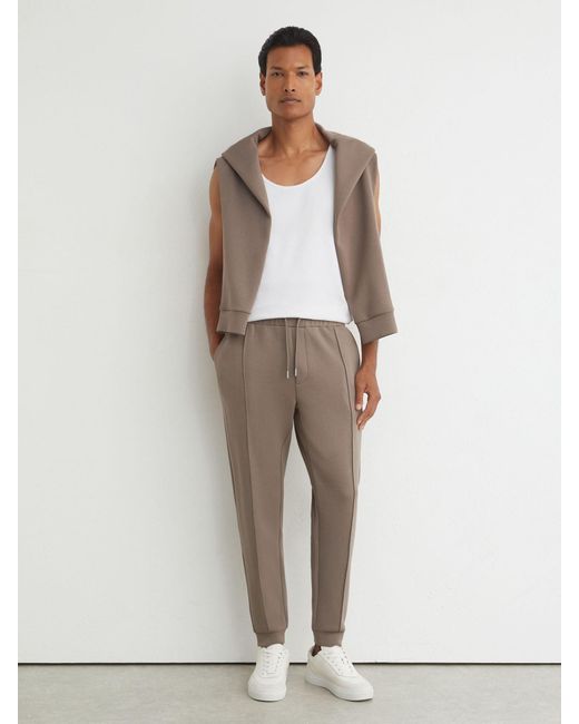 Reiss White Premium Interlock Cuffed Joggers for men