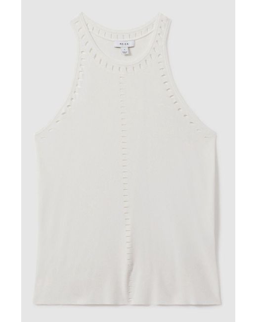 Reiss Natural Cammi - Ivory Fitted Cut-out Detail Vest, Xs