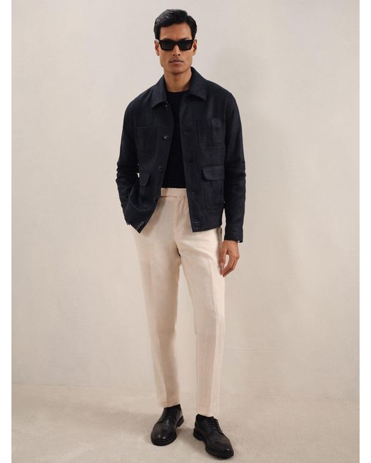 Reiss Adam Linen Four-Pocket Jacketmittel in Blue für Herren