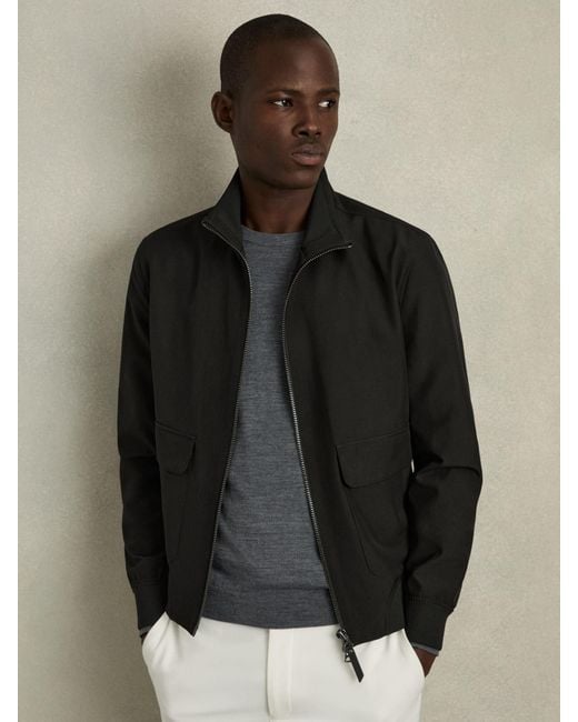 Reiss Rufus - Black Zip-through Funnel-neck Jacket, Xs for men