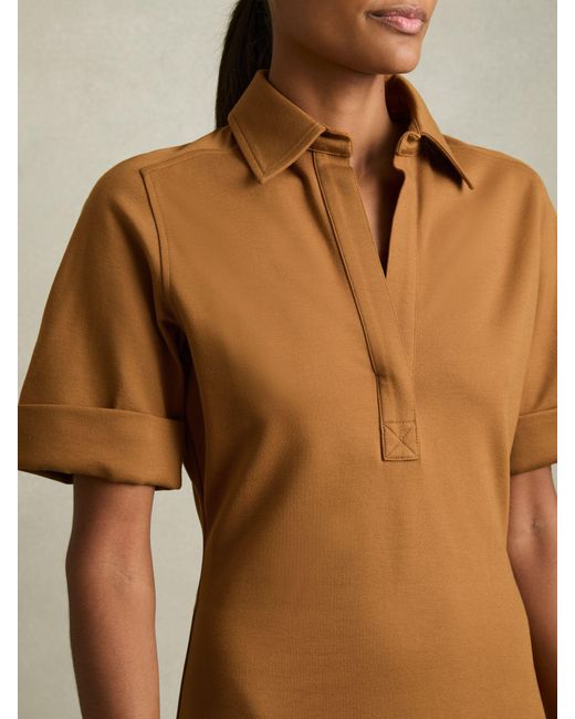 Reiss Natural Open-Collar Bodycon Dress