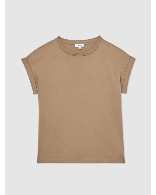Reiss Blue Tommie - Taupe Neutral Brushed-cotton Crew-neck T-shirt, M (us 8-10)
