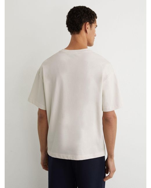 Reiss Rainer - White Monogram Embroidered Relaxed-fit T-shirt, Xl for men