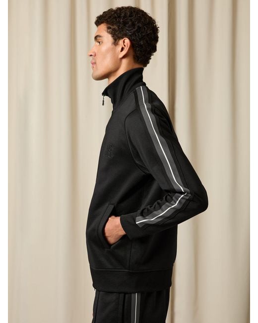 Reiss Natural Malloy - Black Monogram Zip-through Relaxed Track Top, Xl for men