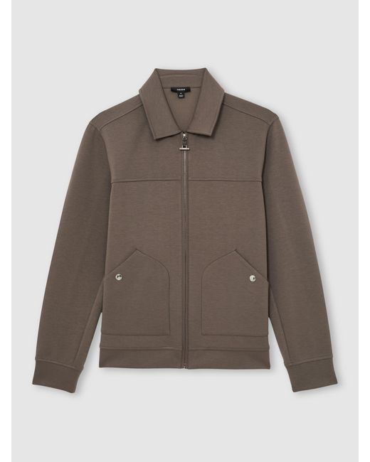 Reiss Brown Premium Interlock Zip-Through Overshirt for men