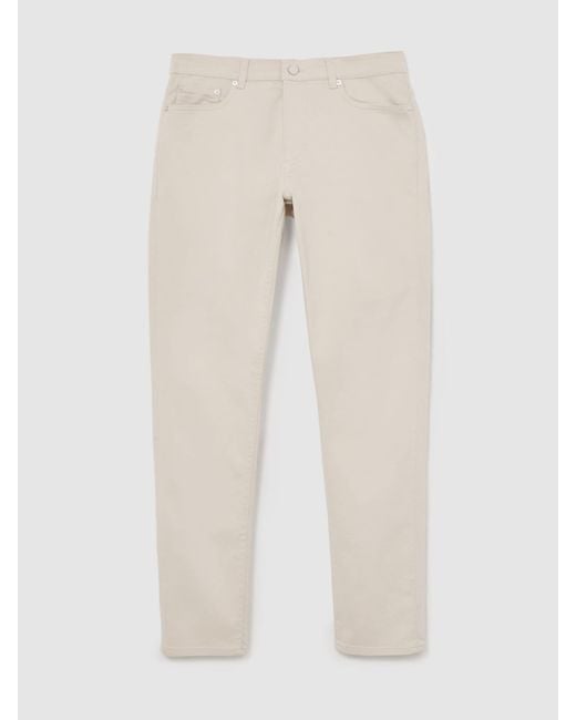 Reiss White Cotton-Stretch Garment-Dyed Slim-Fit Jeans for men