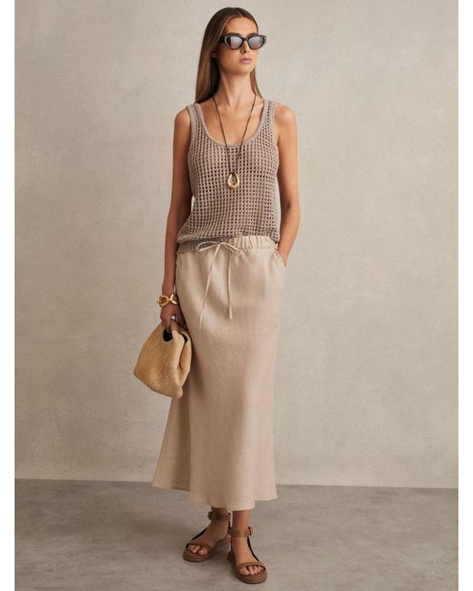 Reiss Natural Slip Midi Skirt