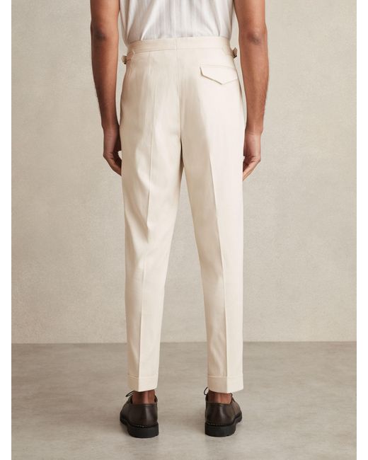 Reiss Natural Cantwell - Stone Stretch-cotton Tapered Trousers, 34 for men