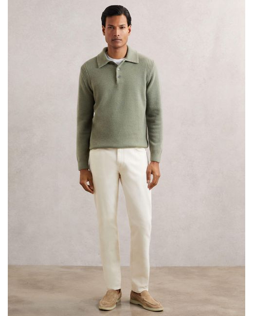 Reiss Green Wool-Blend Polo Jumper With Cashmere for men