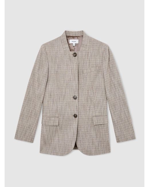 Reiss Natural Wool-Blend Collarless Blazer