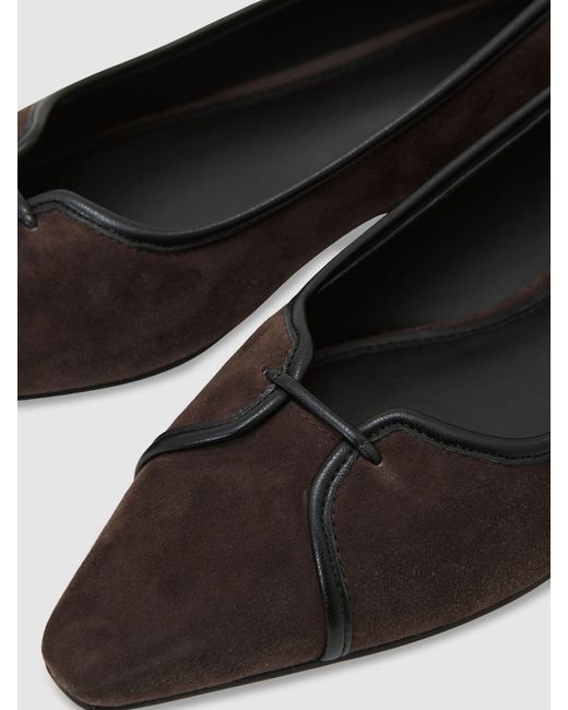 Reiss White Suede Pointed-Toe Ballerina Shoes