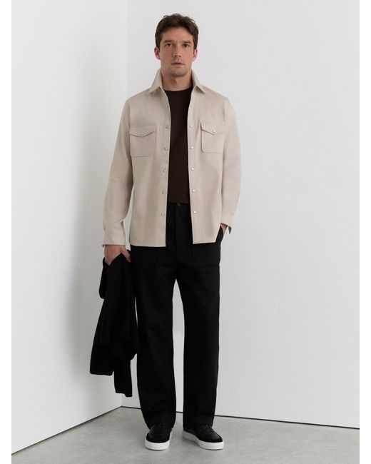 Reiss Natural Cotton-Twill Twin-Pocket Overshirt With Stretch for men
