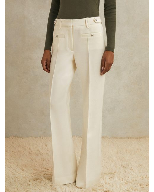 Reiss Natural Atelier Wool Stud Flared Trousers
