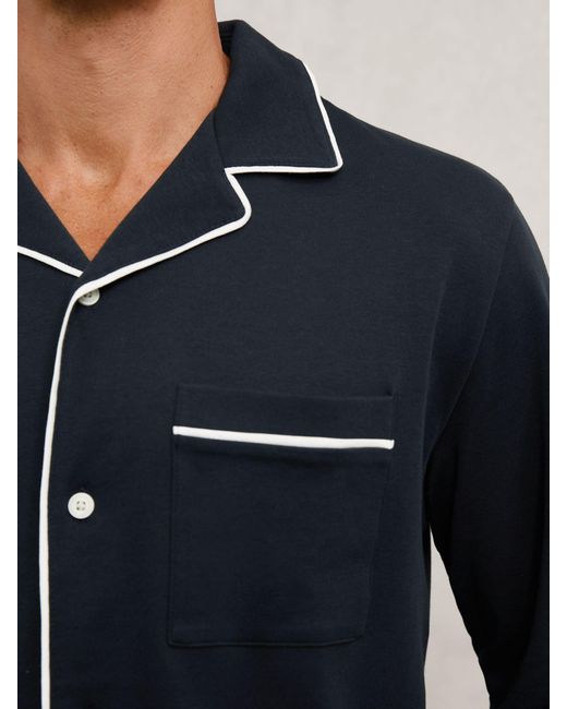 Reiss Blue Cotton Piped Pyjamas Set for men