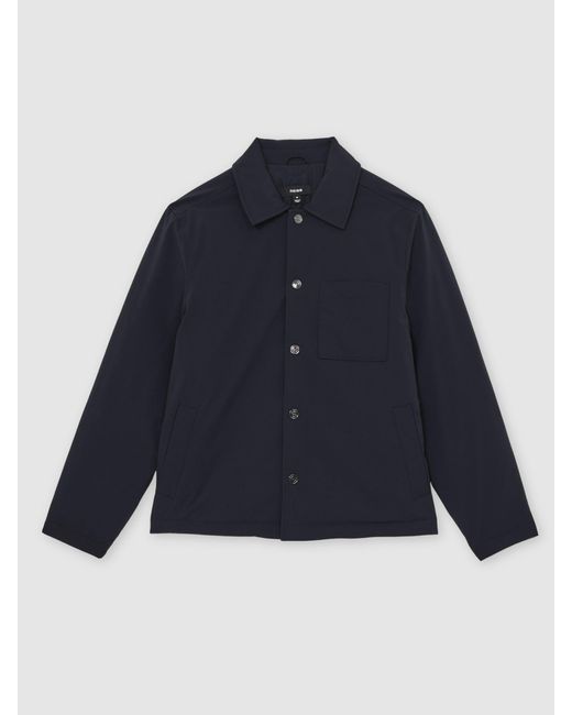 Reiss Black Lightly-Padded Patch-Pocket Overshirt for men