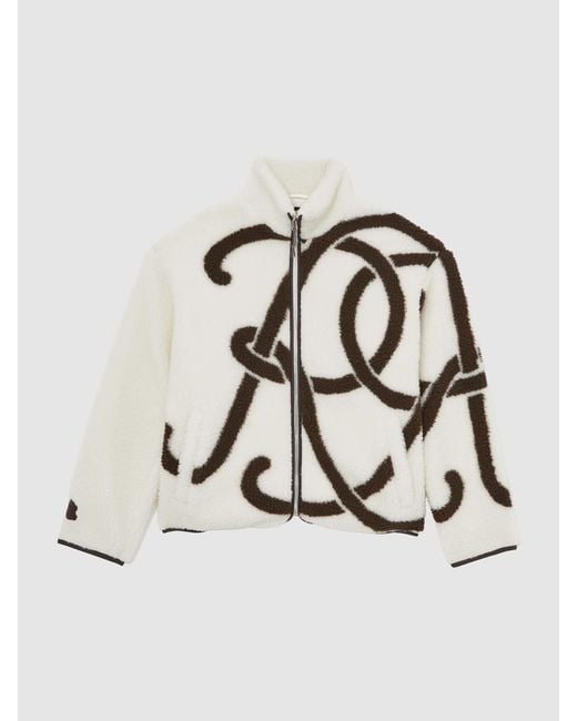 Reiss Natural Monogram Motif Relaxed Fleece Jacket for men